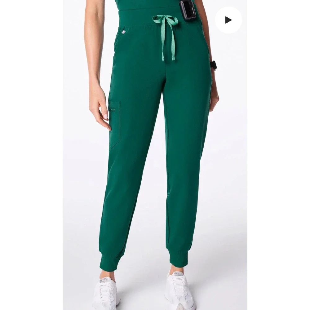 FIGS HW Zamora Jogger Scrub Pants Womens Large Green High Waisted 1000207 - Picture 1 of 5